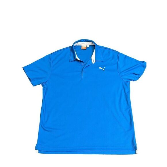 Puma Men's Blue Short-Sleeve Polo Shirt Size L - Picture 1 of 5